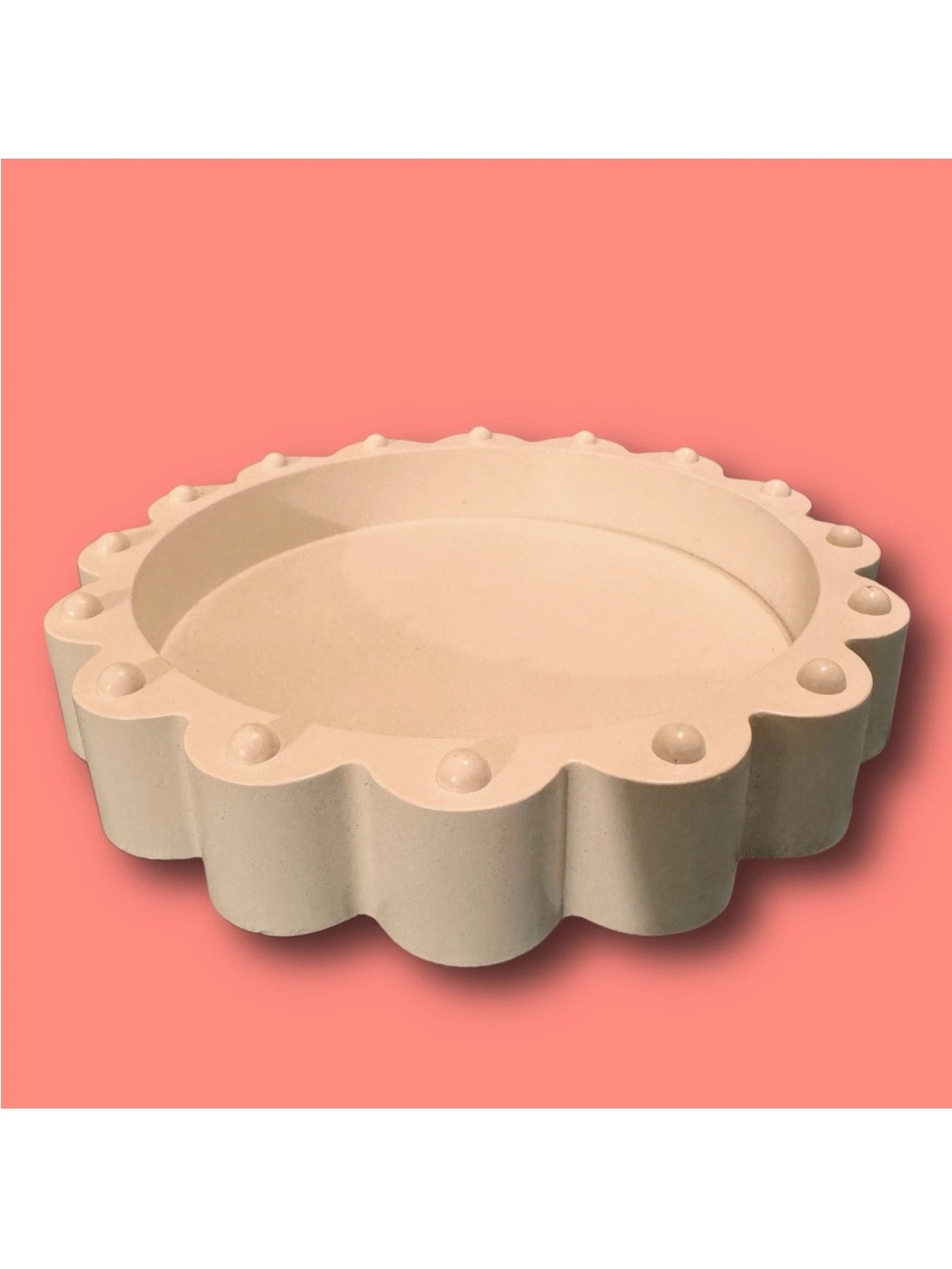 🛍️2/$15 Ivory White Beaded Scalloped Jewelry Tray Ring Dish Holder New